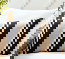 Online Designer Other Sunbrella(R) Ziva Striped Outdoor Lumbar Throw Pillow, 16 x 24", Black Multi