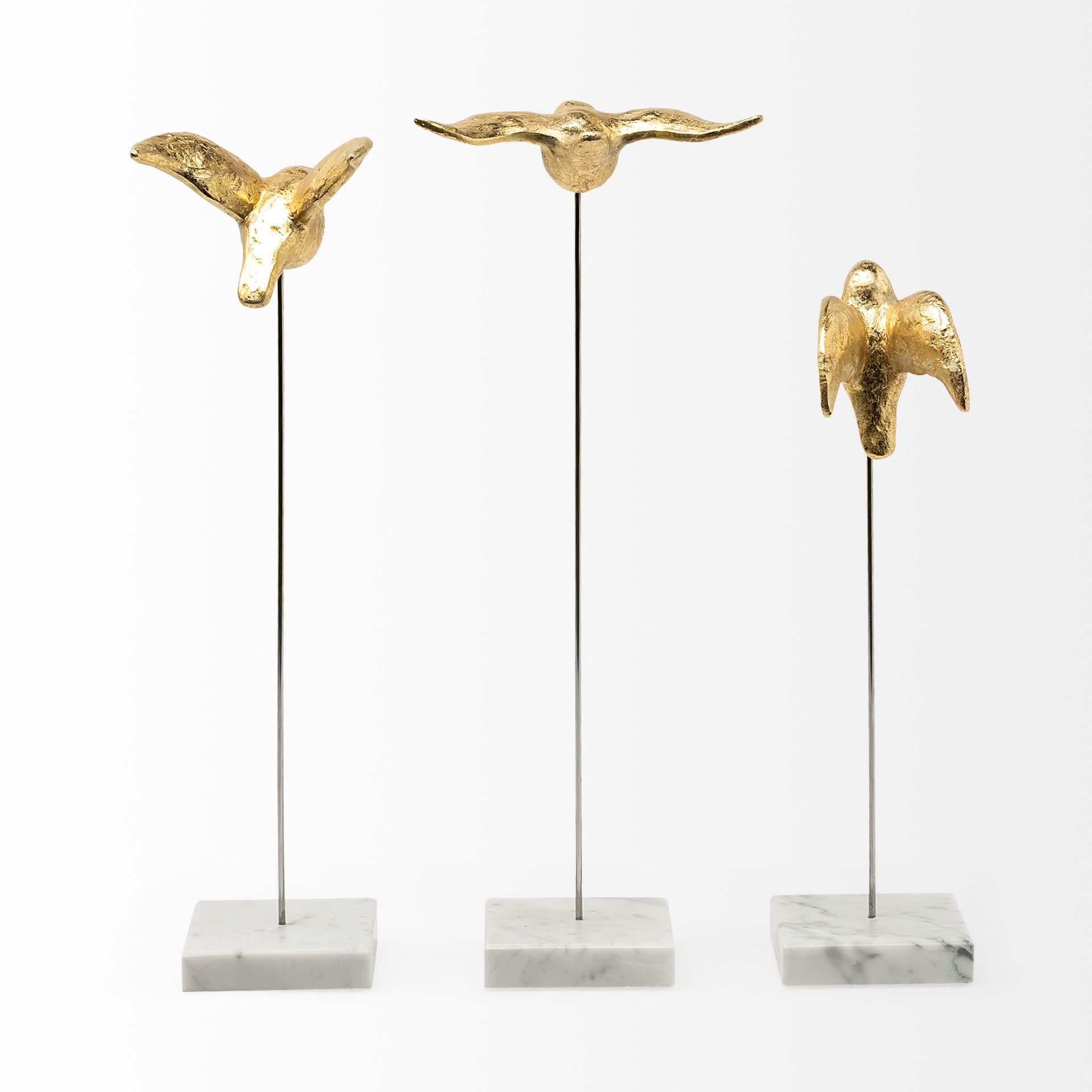 Aya Set of 3 11L x 4W Gold Metal Decorative Birds, Decorative Object by Mercana, 11.42" length x 3.54" width x 16.14" height View 5