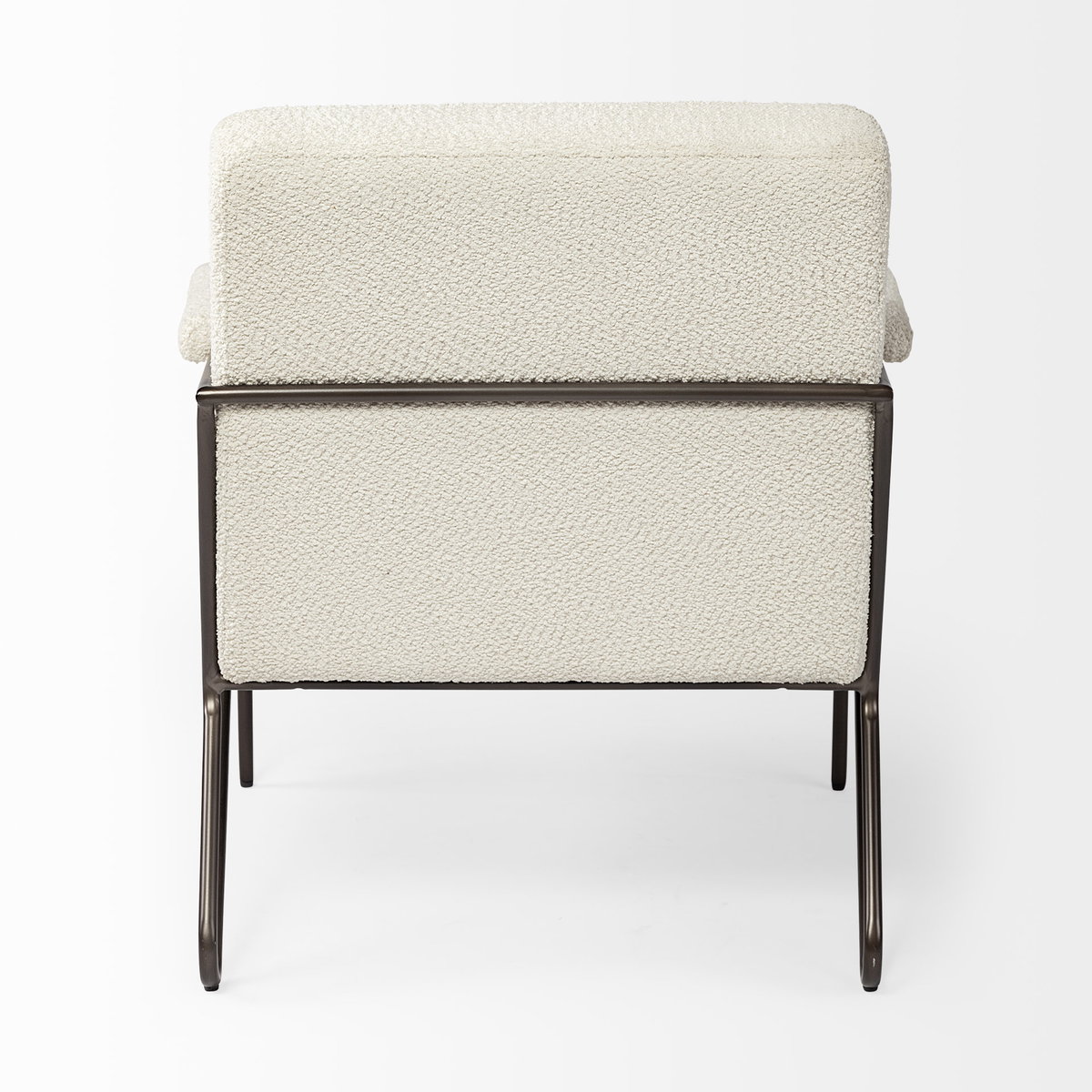 Vicunya Cream Fabric with Gun Metal Gray Metal Frame Accent Chair, by Mercana, 27.17" length x 30.71" width x 30.71" height View 9