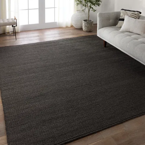 Rectangle Maverick Solid Color Hand Loomed Polypropylene/Polyester Indoor/Outdoor Area Rug in Char