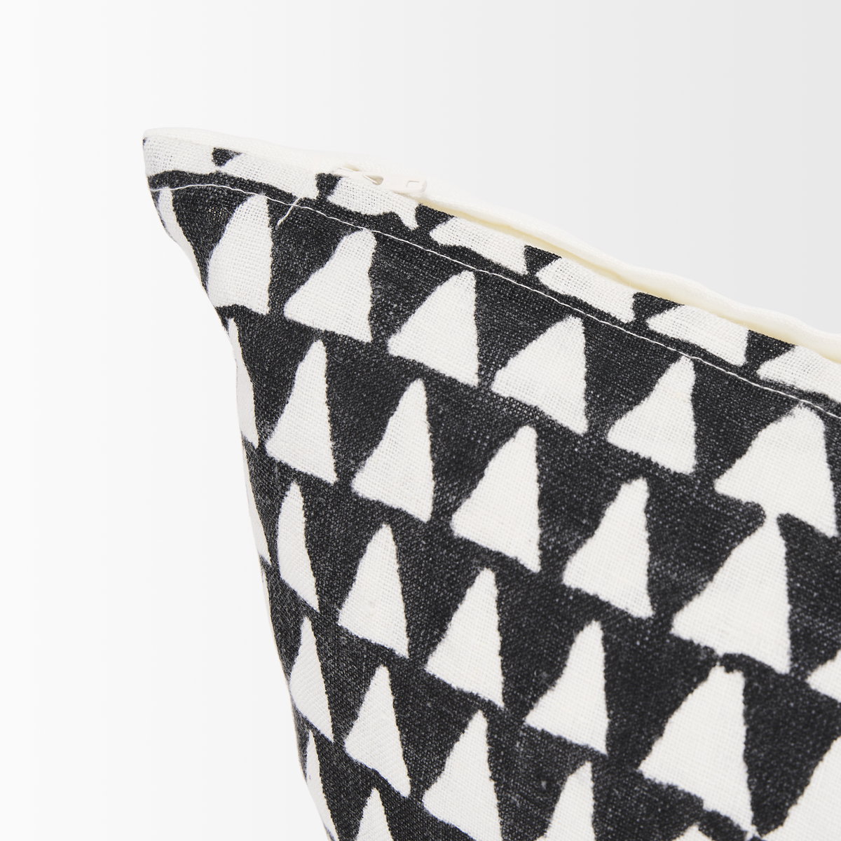 Jolie Cream with Black Print Linen Lumbar Decorative Pillow Cover, by Mercana, 14" length x 26" width x 0.2" height View 8