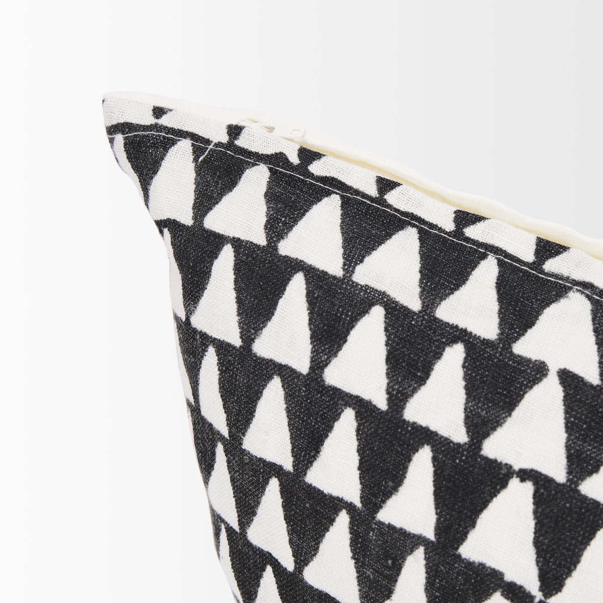 Jolie Cream with Black Print Linen Lumbar Pillow Cover, Decorative Pillow by Mercana, 14" length x 26" width x 0.2" height View 8
