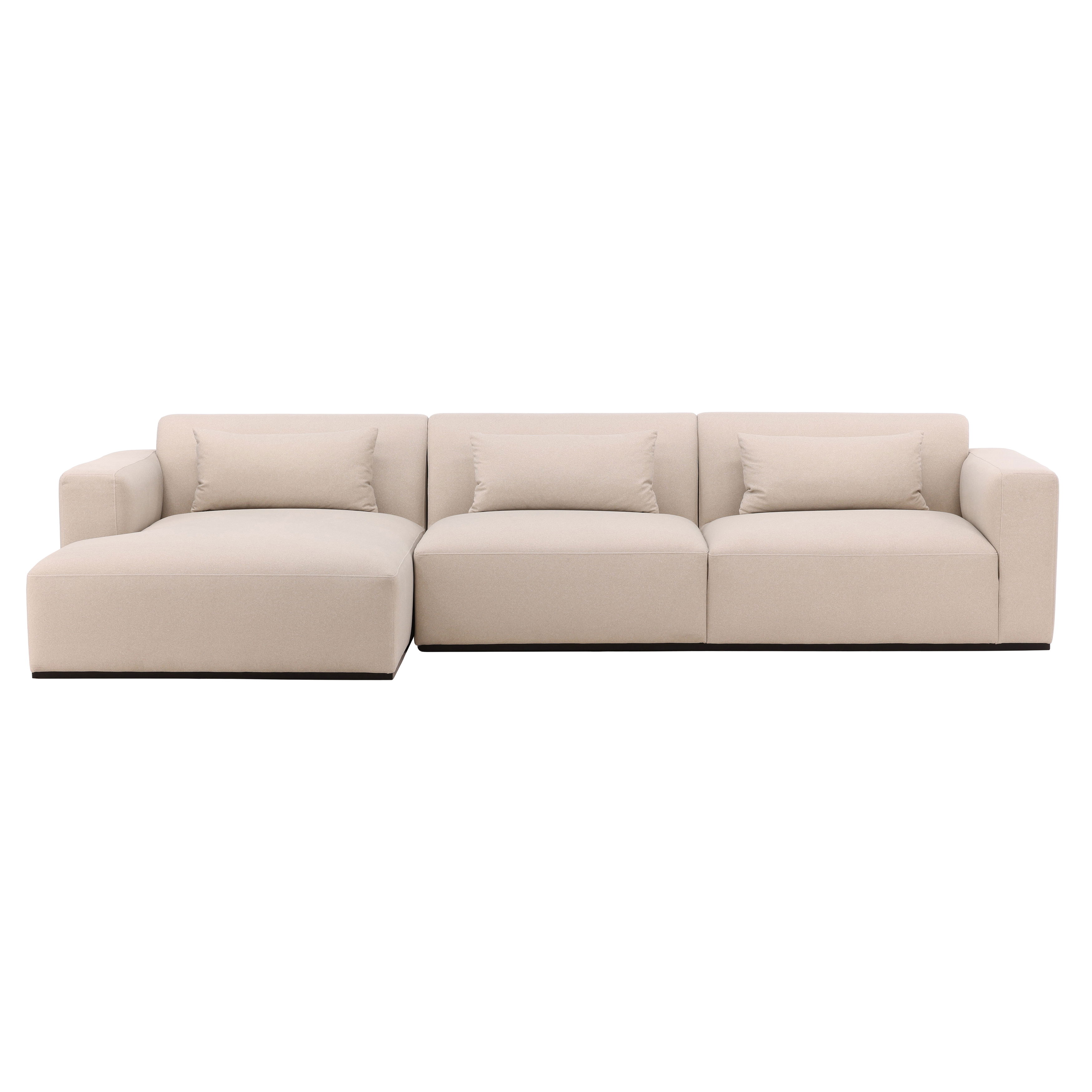 Brooklyn Chaise Sectional Cream, Sectional Sofa by Dovetail, 134.25" width x 29.5" height x 65" depth View 1