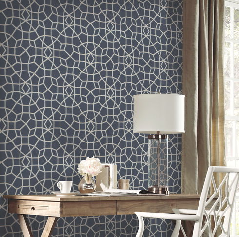 Sculptural Web Blue Wallpaper