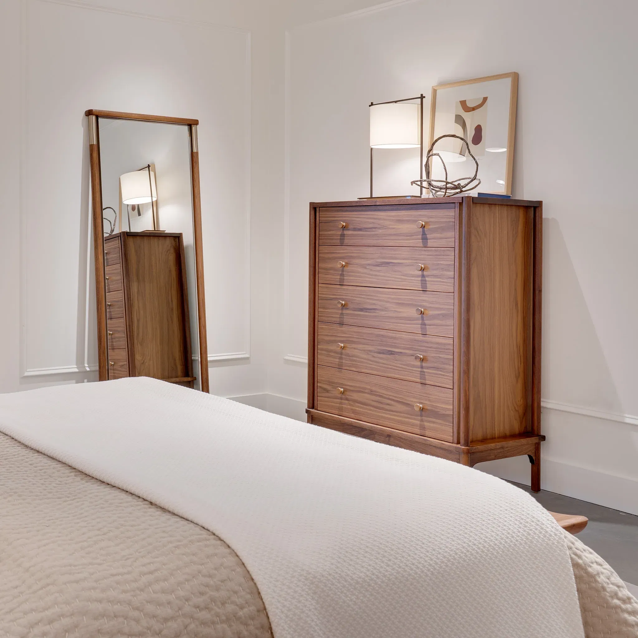 Walnut Grove Five-Drawer Tall Chest, Dresser by Stickley, 39" width x 52" height x 20.5" depth View 3