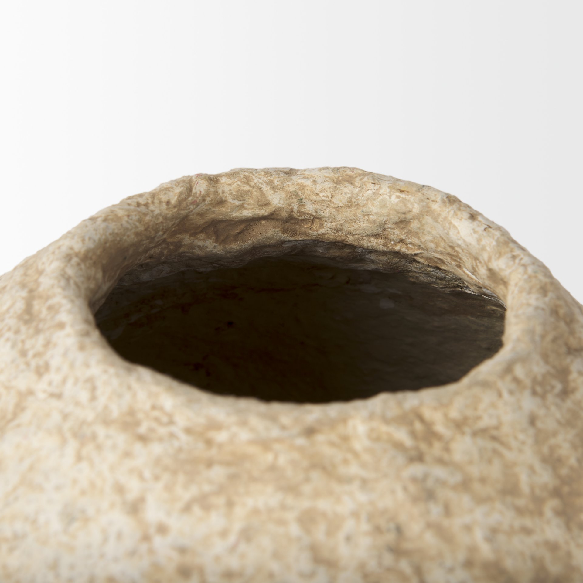 Ritu Small Beige Paper Mache Pot Vase, by Mercana, 9" length x 9" width x 9" height View 8