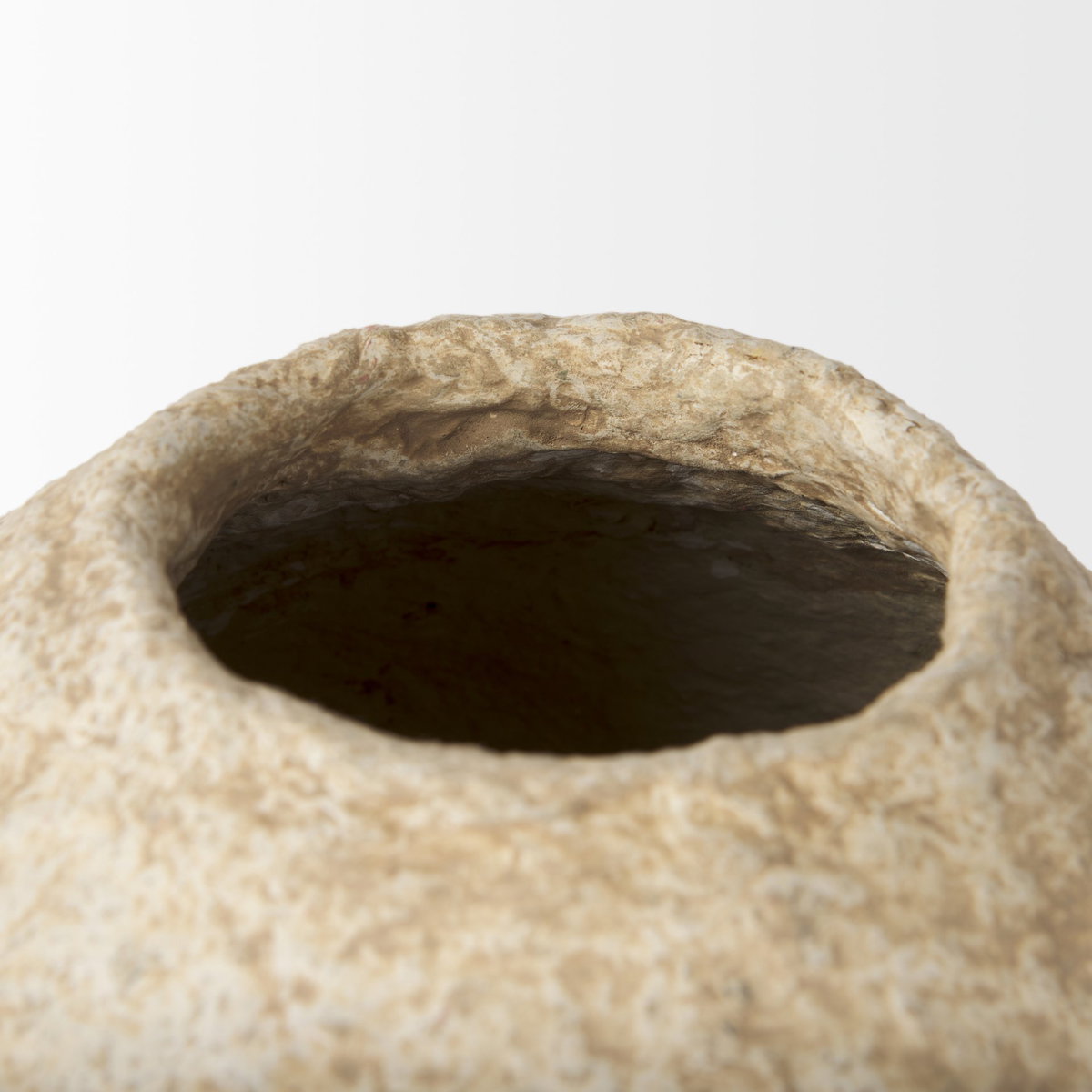 Ritu Small Beige Paper Mache Pot Vase, by Mercana, 9" length x 9" width x 9" height View 8