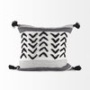 Kimia 20x20 White/Black Fabric Herringbone with Fringed Pillow Cover, Decorative Pillow by Mercana, 20" length x 20" width x 0.2" height thumbnail 5