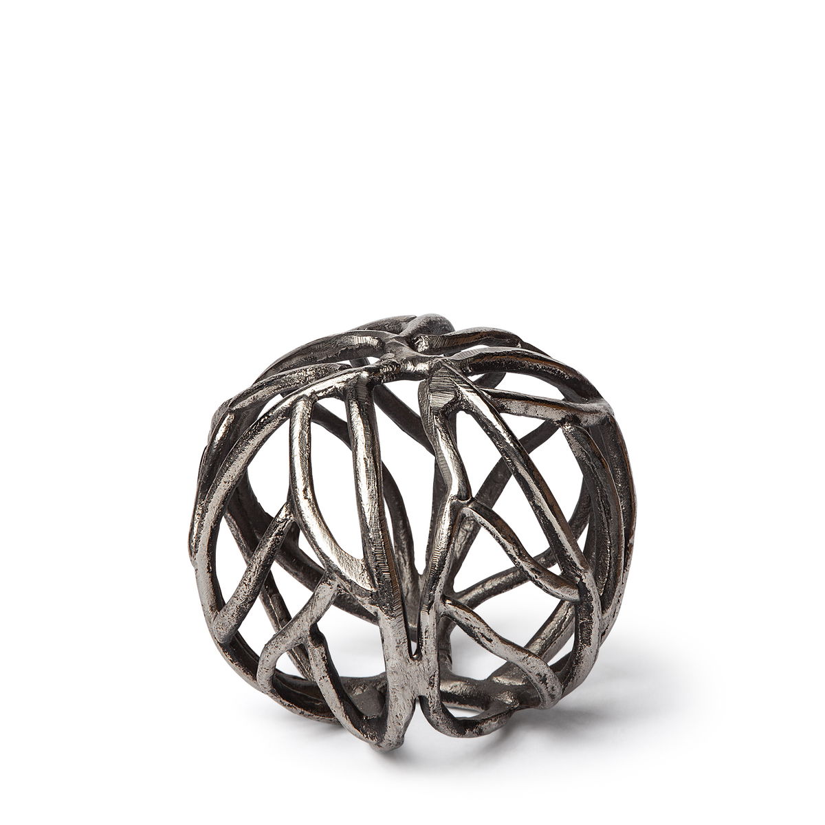 Sphaira I Small 5L x 5W Silver Cast Aluminum Decorative Tree Branch Orb, Decorative Object by Mercana, 4.75" length x 4.75" width x 4.75" height View 1