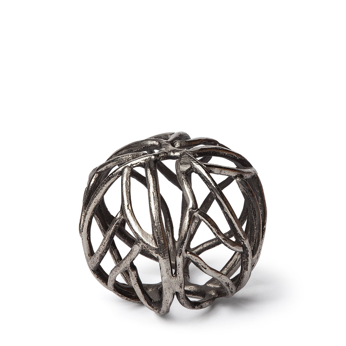 Sphaira I Small 5L x 5W Silver Cast Aluminum Decorative Tree Branch Orb, Decorative Object by Mercana, 4.75" length x 4.75" width x 4.75" height View 1