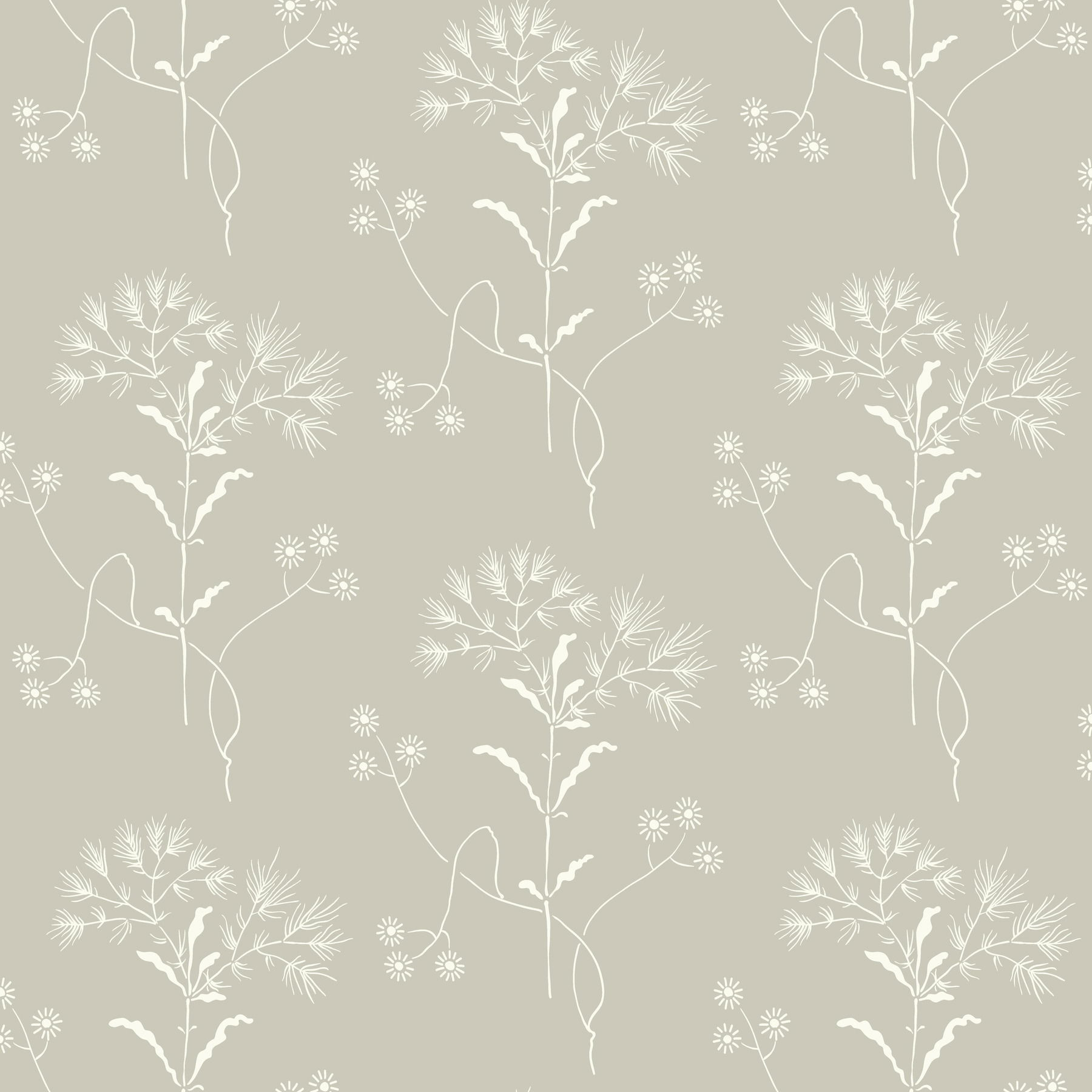 Cupola Wildflower Light Grey & White Wallpaper, by York Wall, 33' length x 1'8.5" width x 0.02" depth View 1