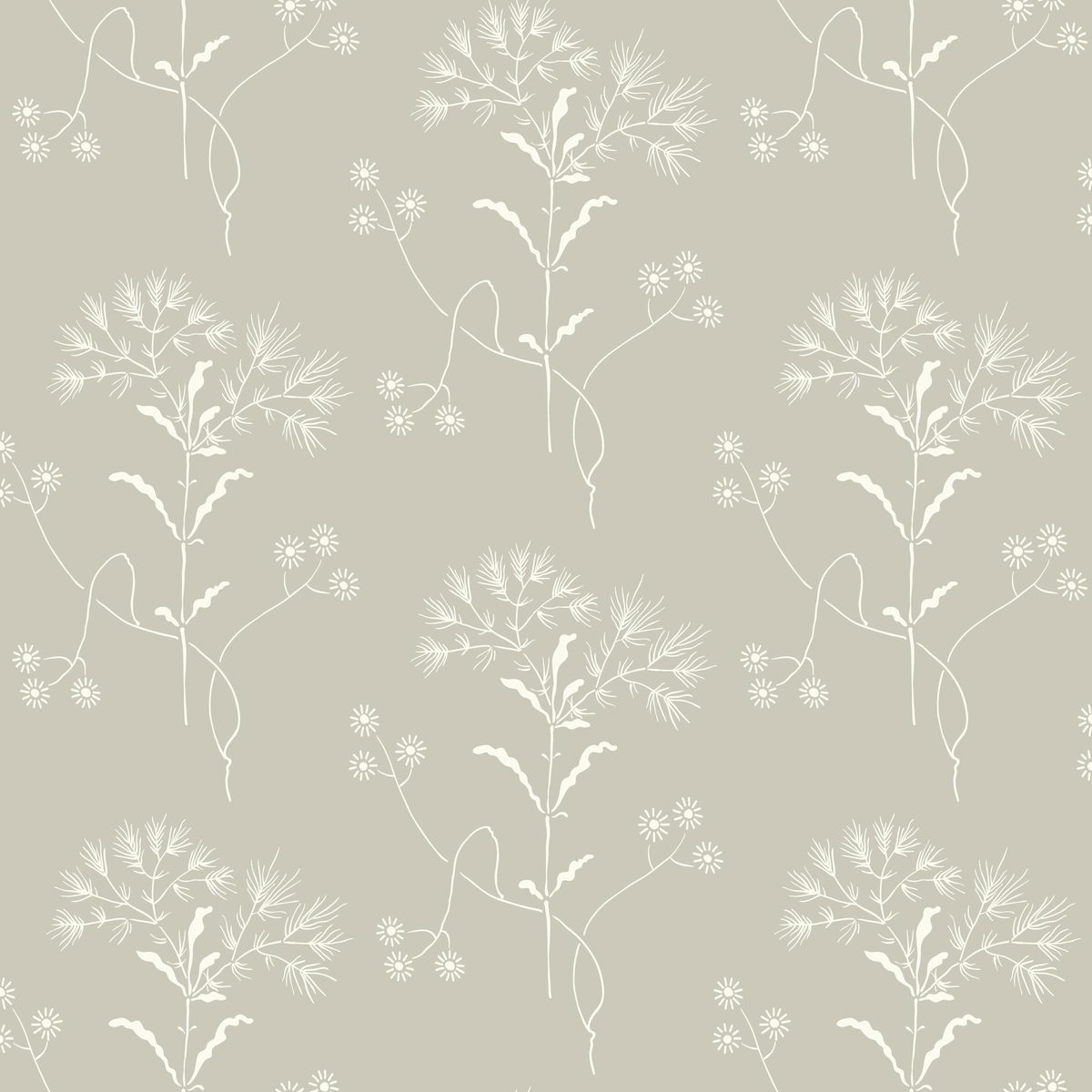 Cupola Wildflower Light Grey & White Wallpaper, by York Wall, 33' length x 1'8.5" width x 0.02" depth