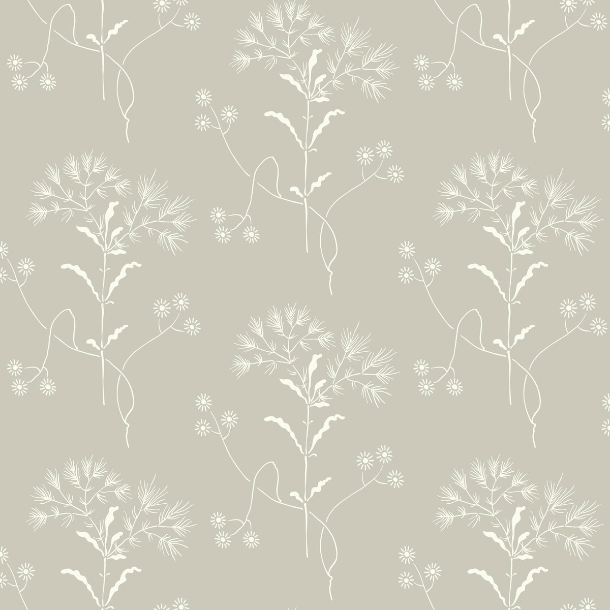 Cupola Wildflower Light Grey & White Wallpaper, by York Wall, 33' length x 1'8.5" width x 0.02" depth