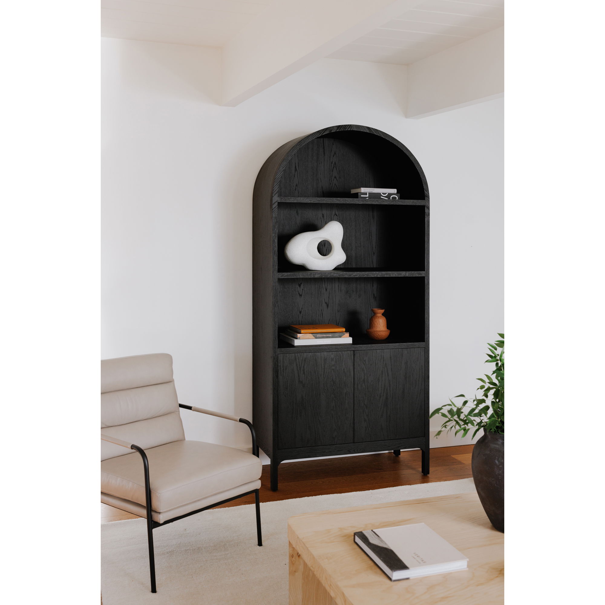 Wilde Display Cabinet Black Oak, Cabinets & Sideboard by Moe's Home, 37.5" width x 79" height x 16.5" depth View 7