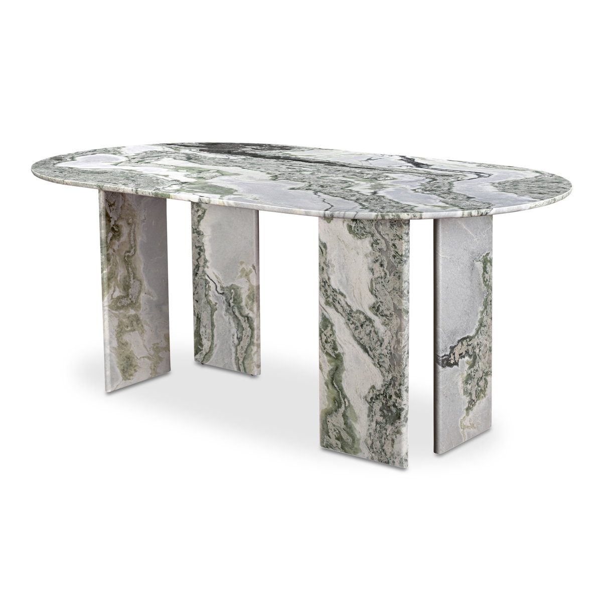 Celia Oval Dining Table Green Onyx Marble, by Moe's Home, 72" width x 30" height x 40" depth View 4