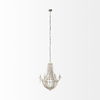 Phillum (29'x37') Silver Metal Chassis and White Wood Beaded Six Bulb Chandelier, by Mercana, 29" length x 29" width x 37" height thumbnail 4