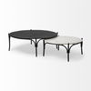 Etienne 36' Round White Marble Top Black Metal Base Coffee Table thumbnail 5