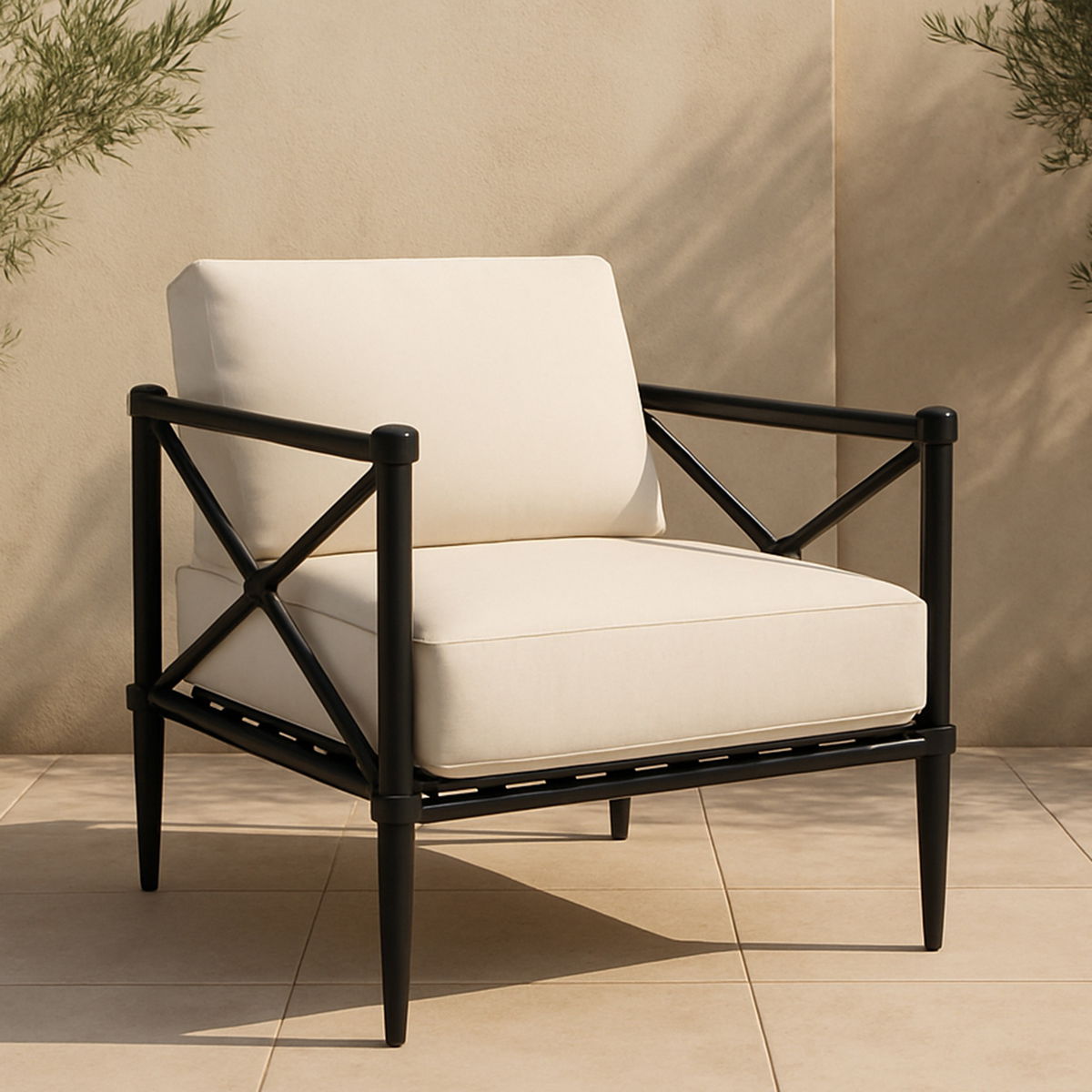 Willow Outdoor Accent Chair Cream, Outdoor Chair by Moe's Home, 2'8" width x 2'10" height x 2'8" depth View 7