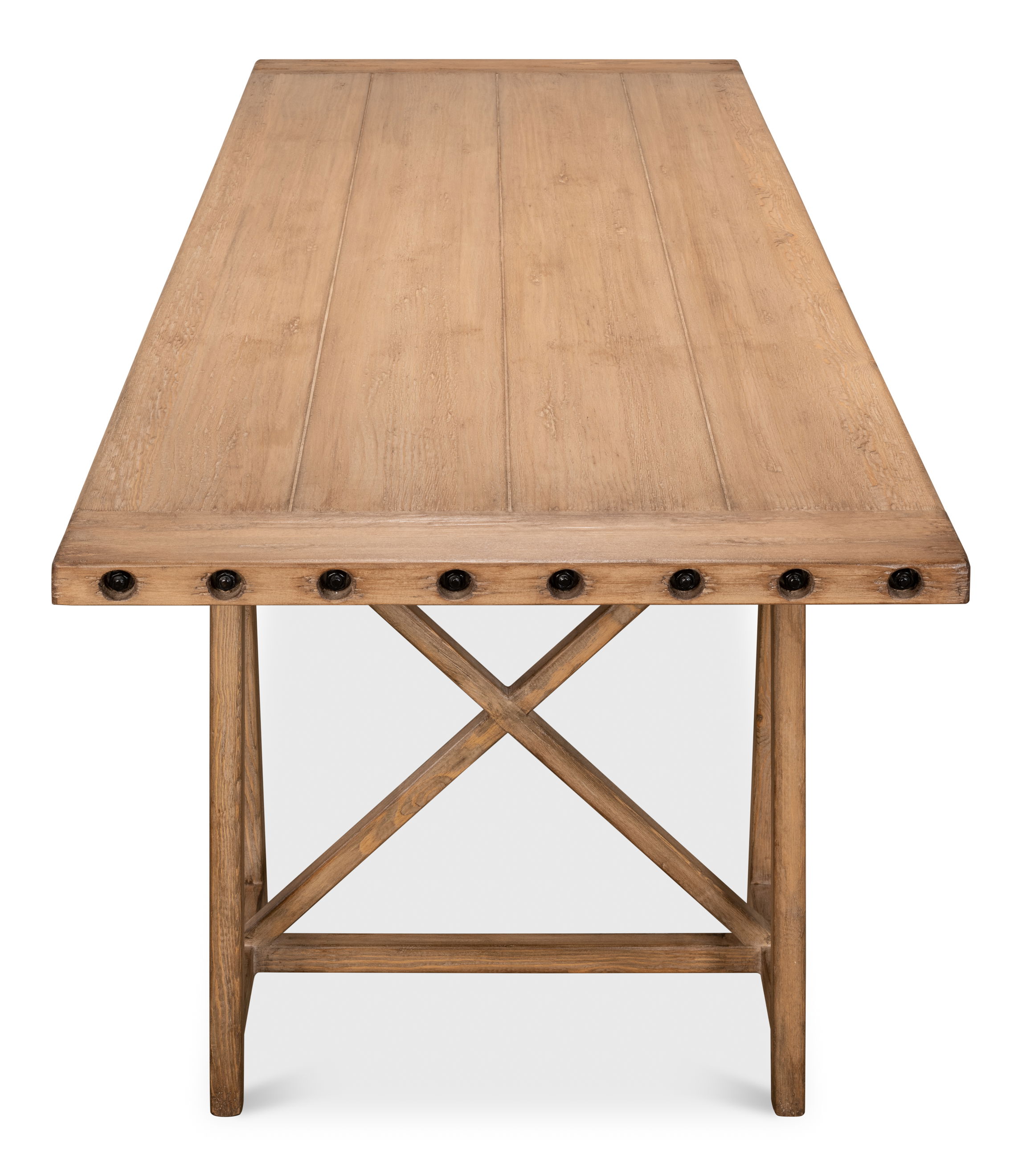 Sawhorse Desk, Natural Polished Old Pine, by Sarreid, 87" length x 33" width x 30" height View 8