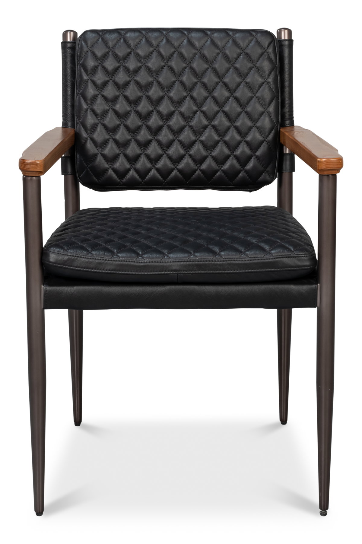 The Harley Chair  Onyx Black Leather, by Sarreid, 1'11" length x 1'11" width x 2'9" height View 2