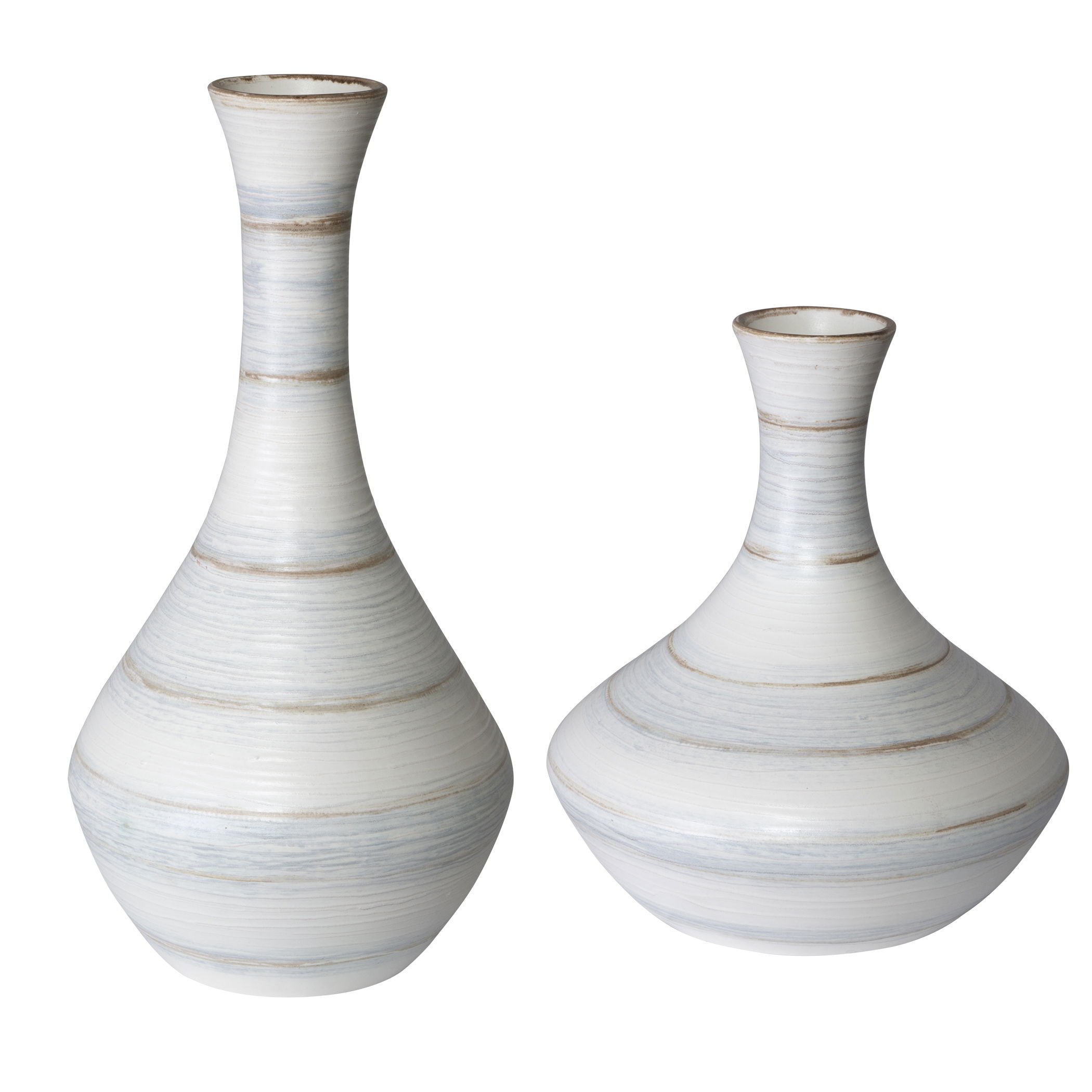 Potter Fluted Striped Vases Set/2, Decorative by Uttermost, 10.62" width x 20.6" height x 10.62" depth View 1