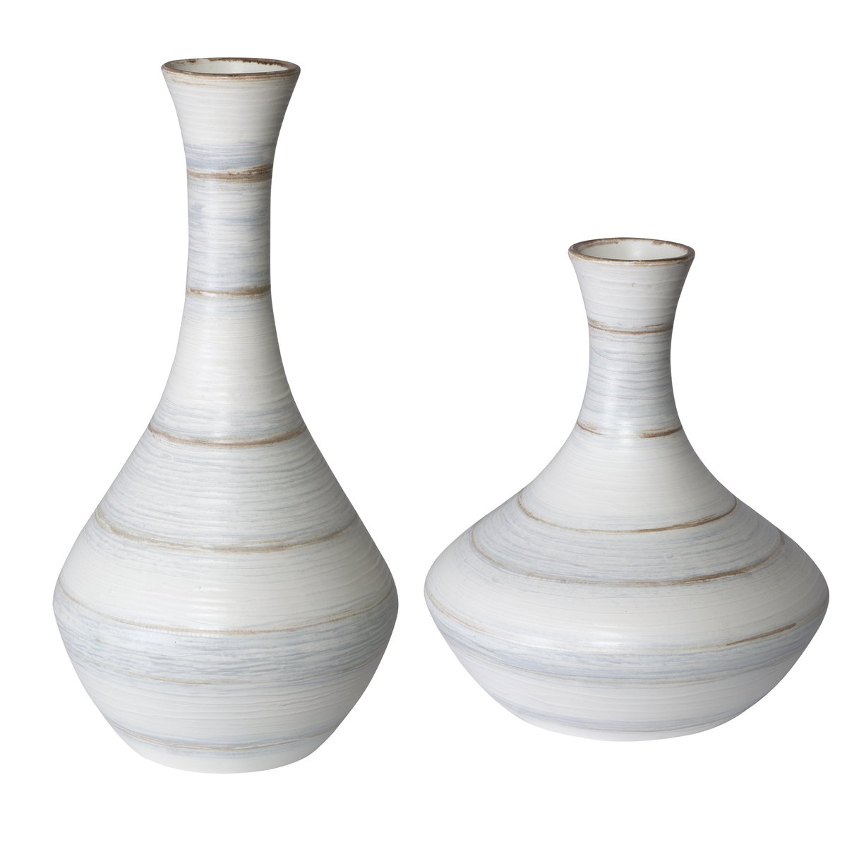 Potter Fluted Striped Vases Set/2, by Uttermost, 10.62" width x 20.6" height x 10.62" depth View 1