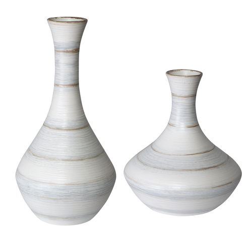 Potter Fluted Striped Vases Set/2