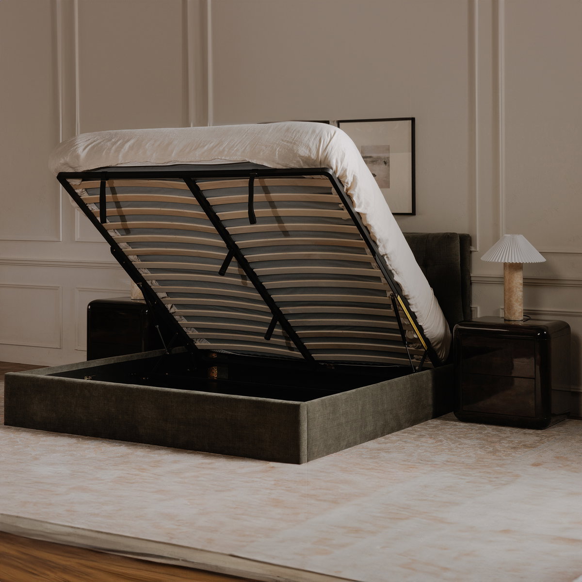 Sebastion Queen Storage Bed Green, by Moe's Home, 5'4.56" width x 3'8.88" height x 7'1.43" depth View 10