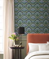 Bramble Navy & Green Wallpaper, by York Wall, 27' length x 2'3" width x 0.02" depth thumbnail 2