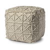 Leroy Square Cream Wool Pouf with Popcorn Detail thumbnail 0