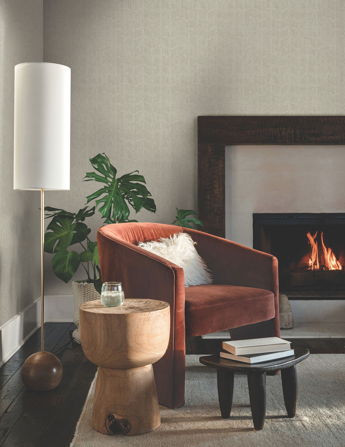 Flatiron Geometric Taupe Wallpaper large image 