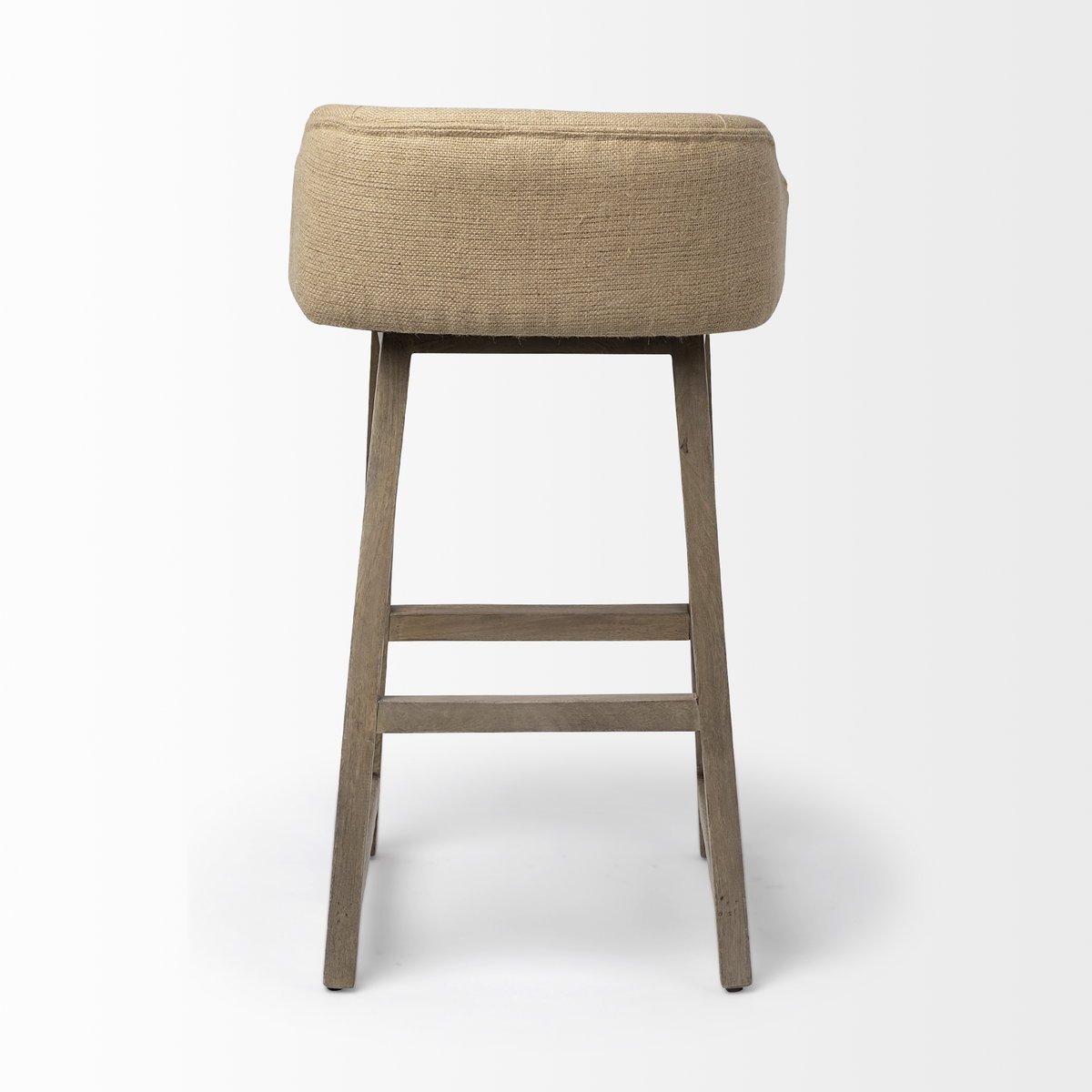 Monmouth Low Back 30in Seat Bar Stool | Cream Fabric with Brown Wood, Counter & Bar Stool by Mercana, 20.5" length x 21" width x 35.75" height View 5