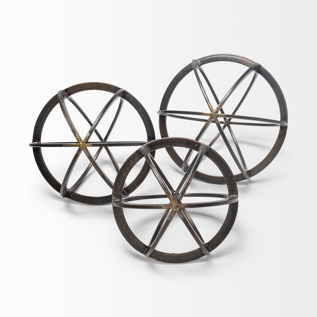 Galenna III (Large) 10L x 10W Black Metal Circular Decorative Orb, Decorative Object by Mercana, 10" length x 10.04" width x 10.04" height View 5