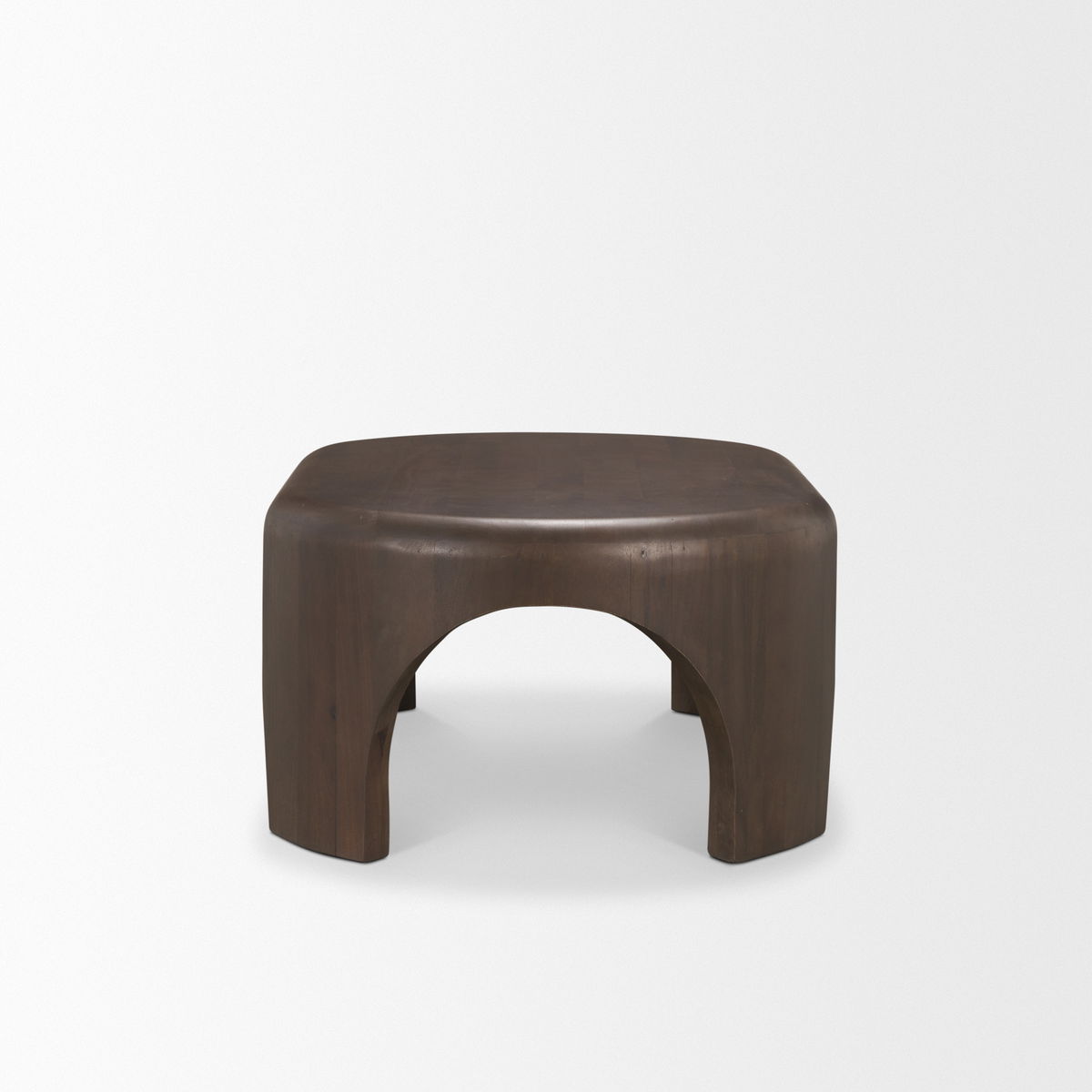 Shima Oval Dark Brown Wood with Arched Legs Coffee Table, by Mercana, 48" length x 28" width x 16" height View 5