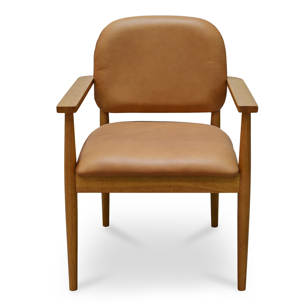 Norrie Dining Chair Brown Leather, by Moe's Home, 24.41" width x 33.46" height x 24.41" depth View 1