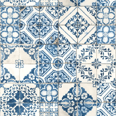 Mediterranian Tile Blue Peel & Stick Wallpaper
