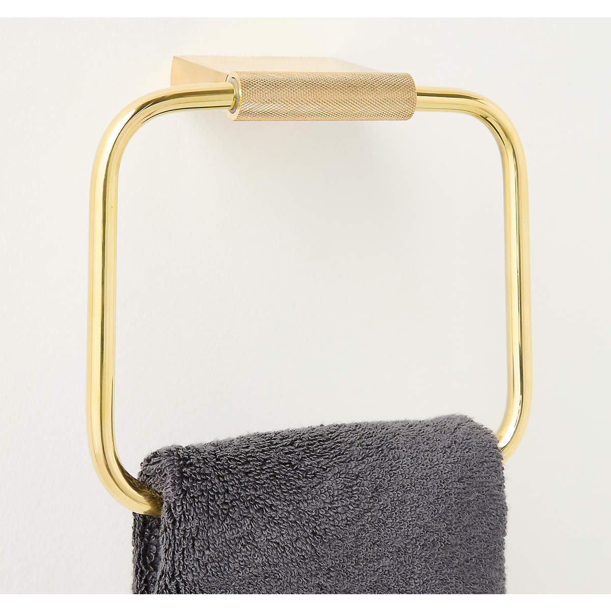 Online Designer Bathroom Nicolo Knurled Unlacquered Brass Towel Ring