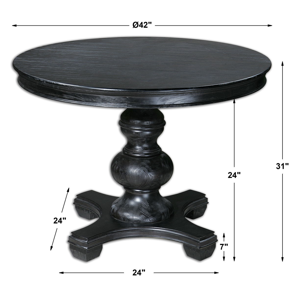 Brynmore Wood Grain Round Table, Side & End Table by Uttermost, 42" width x 31" height x 42" depth View 3