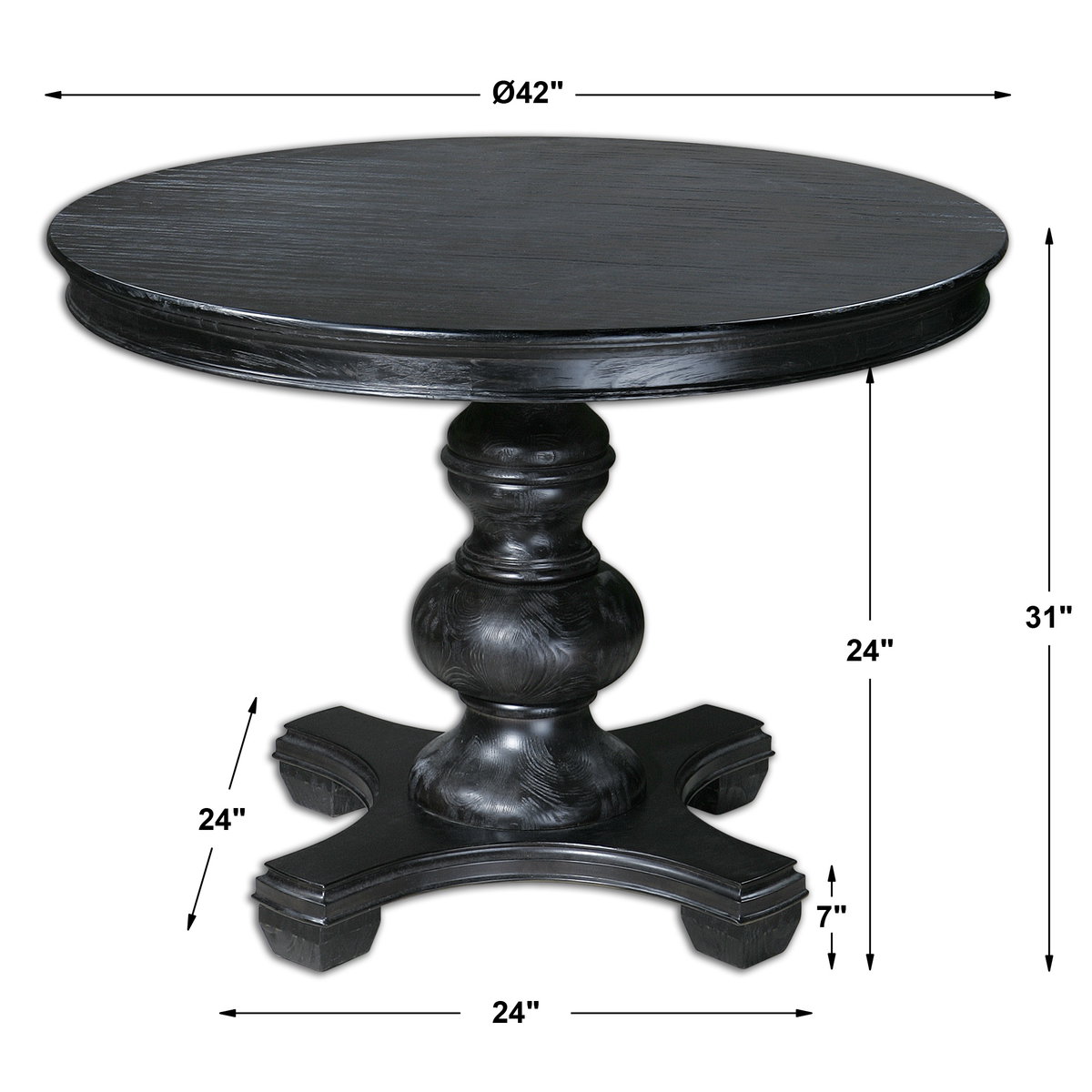 Brynmore Wood Grain Round Table, Side & End Table by Uttermost, 42" width x 31" height x 42" depth View 3