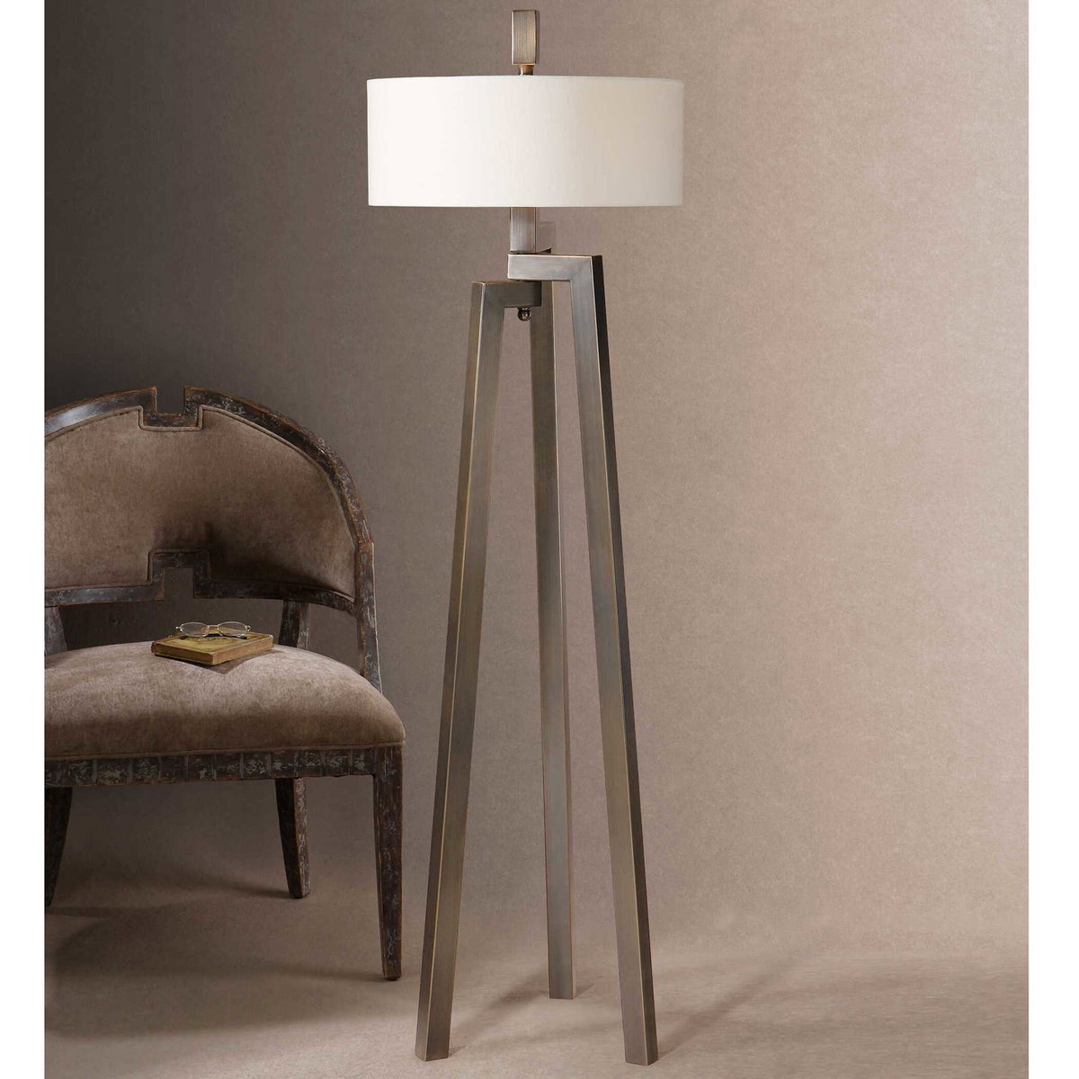 Mondovi Modern Floor Lamp, by Uttermost, 18" width x 60.5" height x 18" depth View 5