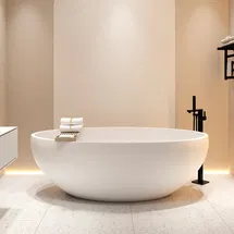 Online Designer Bathroom 1-67 67'' x 39'' Freestanding Soaking Solid Surface Bathtub