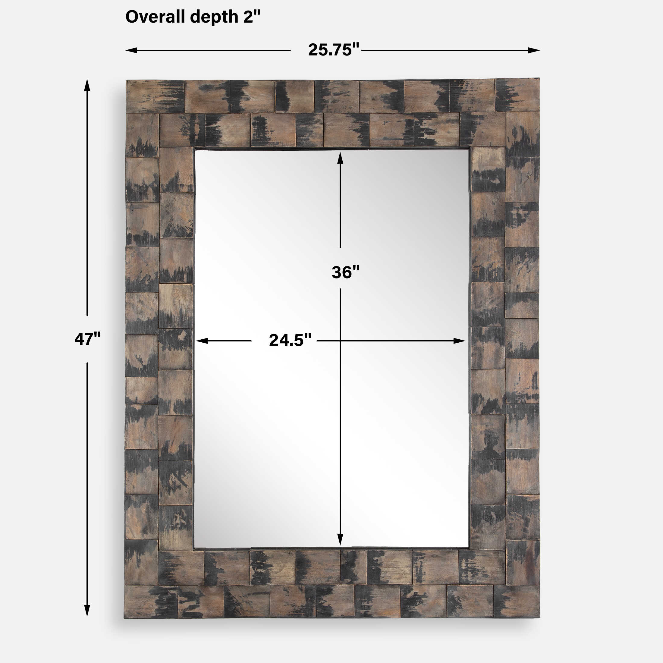 Burke Wooden Mirror, by Uttermost, 35.5" width x 47.5" height x 2" depth View 3