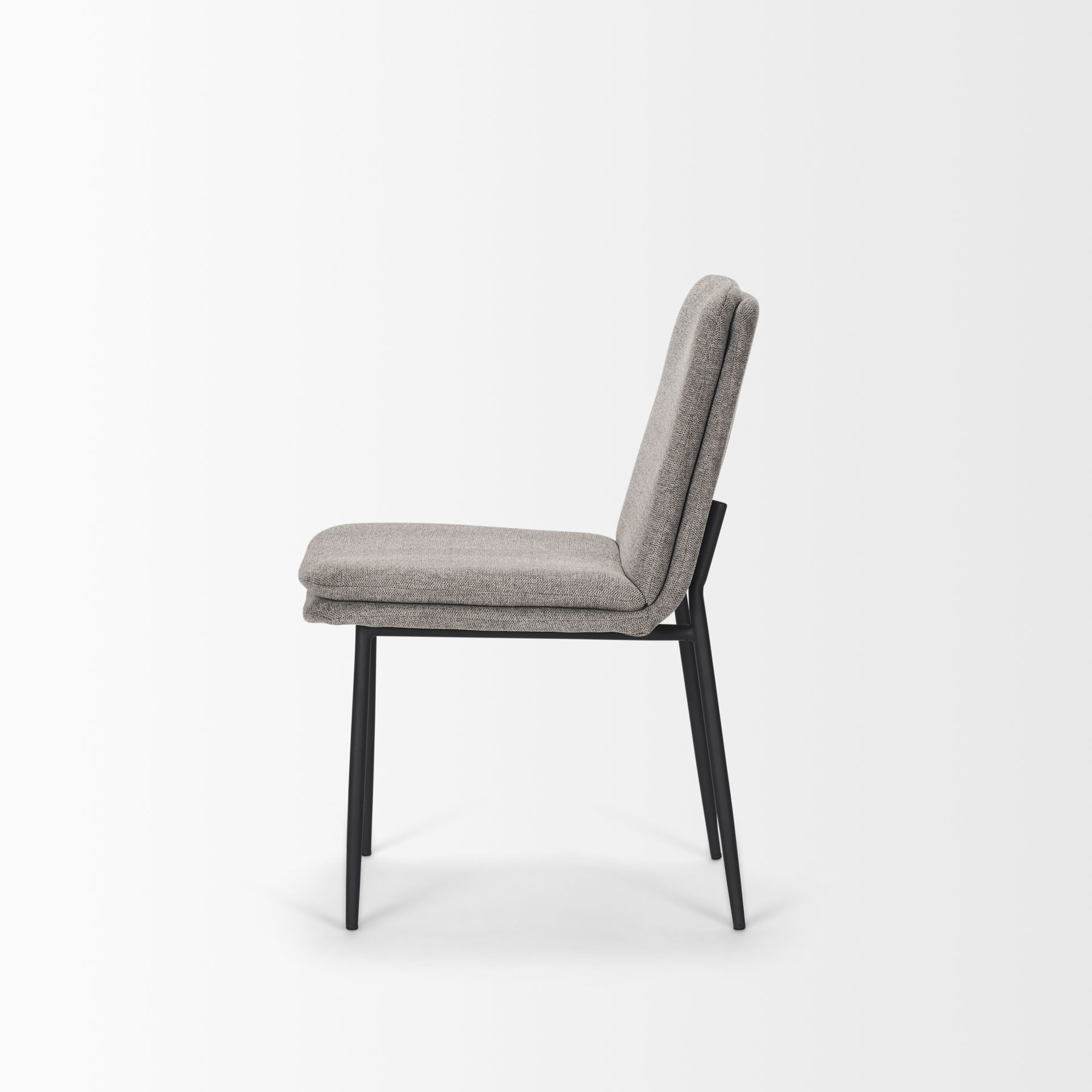 Eve Dining Chair with Gray Fabric & Matte Black Metal, by Mercana, 24.5" length x 19.5" width x 33.5" height View 6