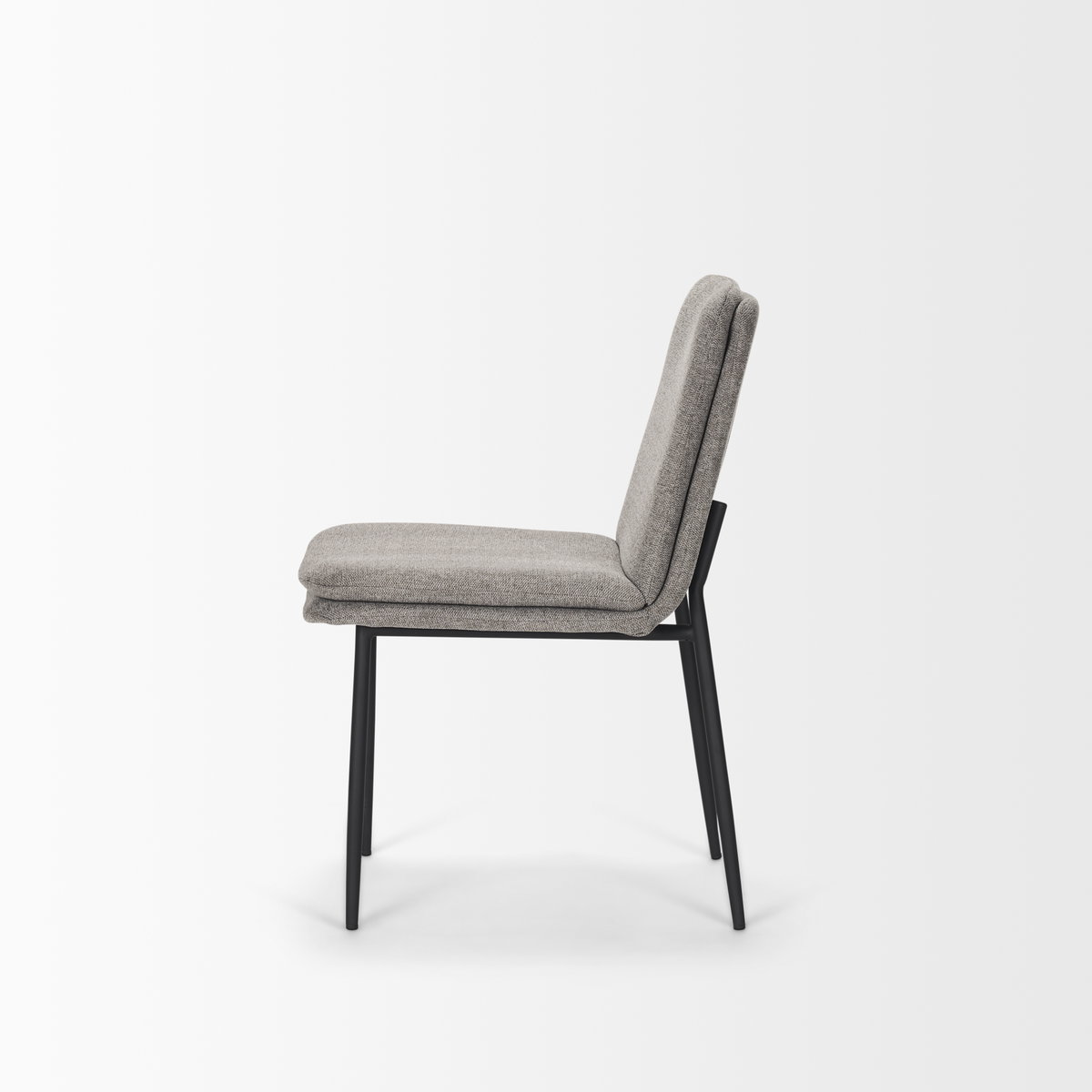 Eve Dining Chair with Gray Fabric & Matte Black Metal, by Mercana, 24.5" length x 19.5" width x 33.5" height View 6