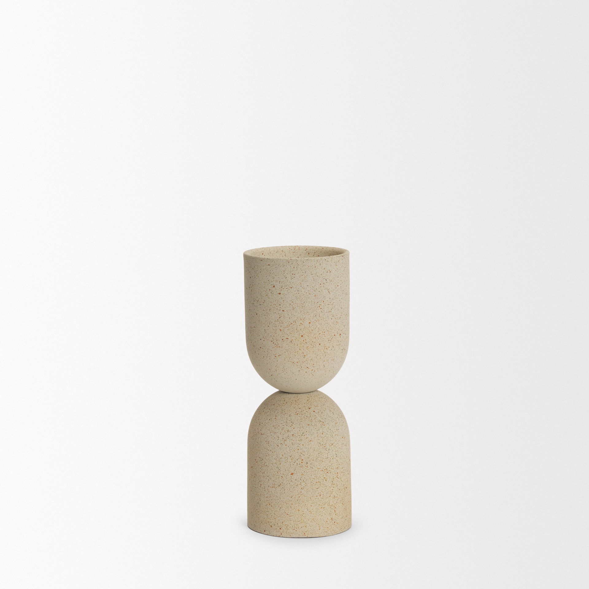 Qamra Short Beige Textured Metal Pillar Candle Holder large image 