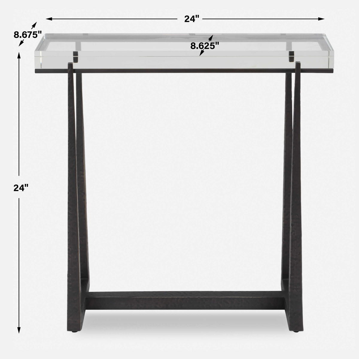 Midas Bronze Accent Table, Side & End Table by Uttermost, 24" width x 24" height x 8.67" depth View 3