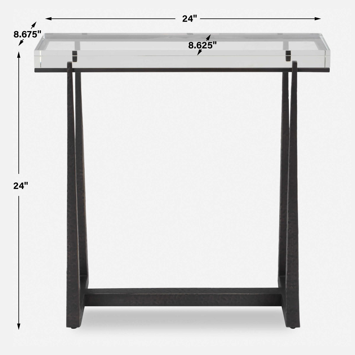 Midas Bronze Accent Table, Side & End Table by Uttermost, 24" width x 24" height x 8.67" depth View 3