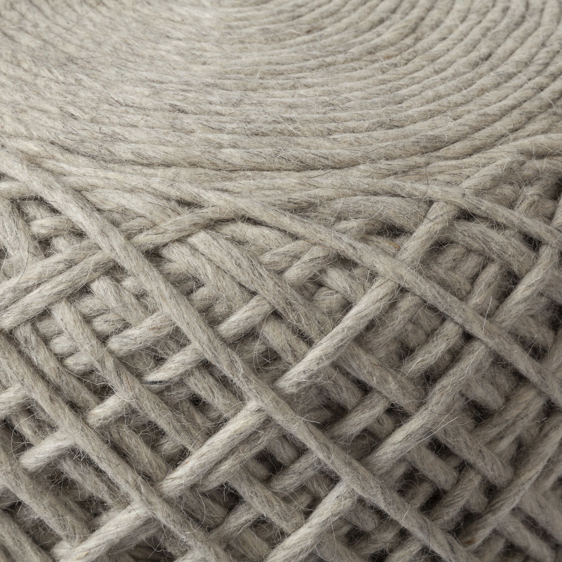 Allium Oatmeal Handwoven Wool Cylindrical Pouf large image 