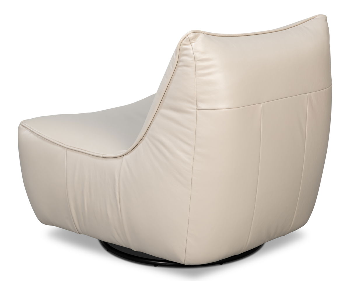 Kennett Swivel Chair Crystal White Leath, by Sarreid, 3' length x 2'9" width x 2'9" height View 10