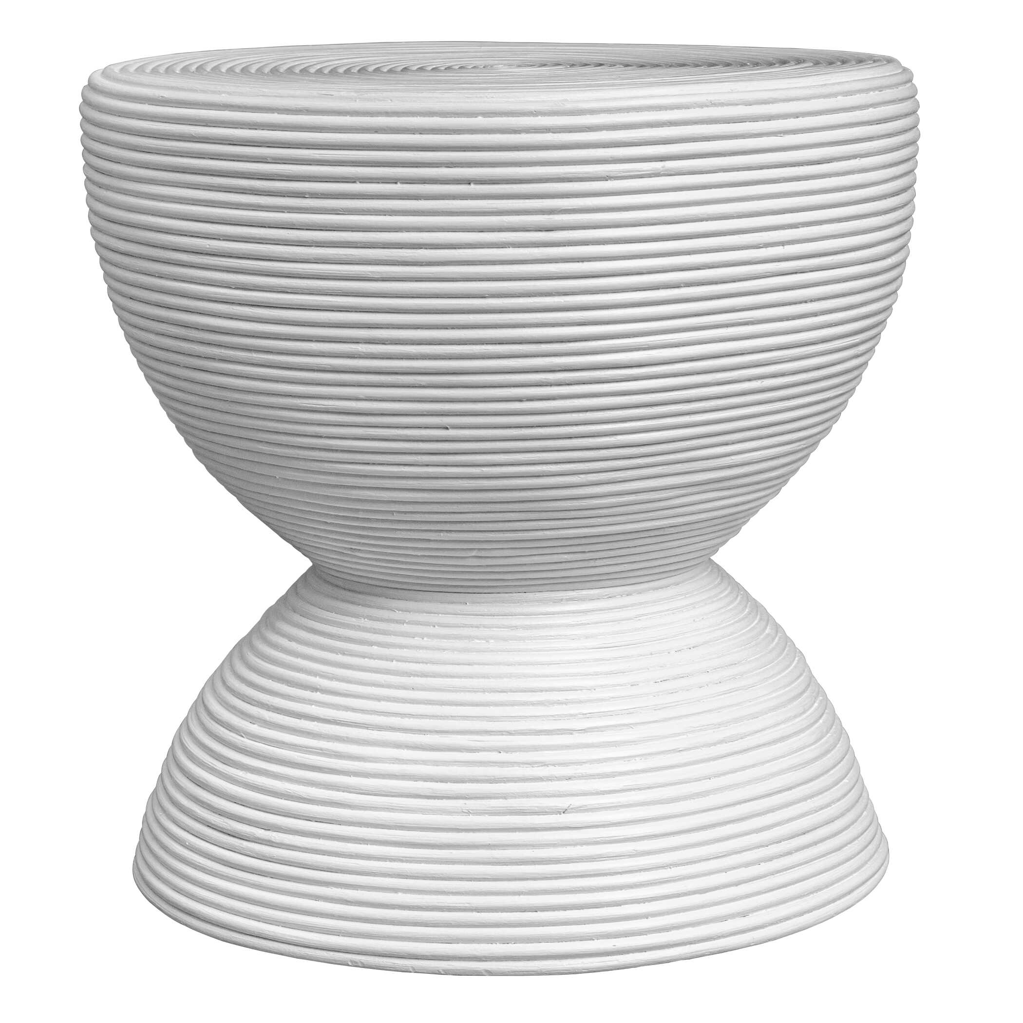Bongo White Rattan Side Table large image 